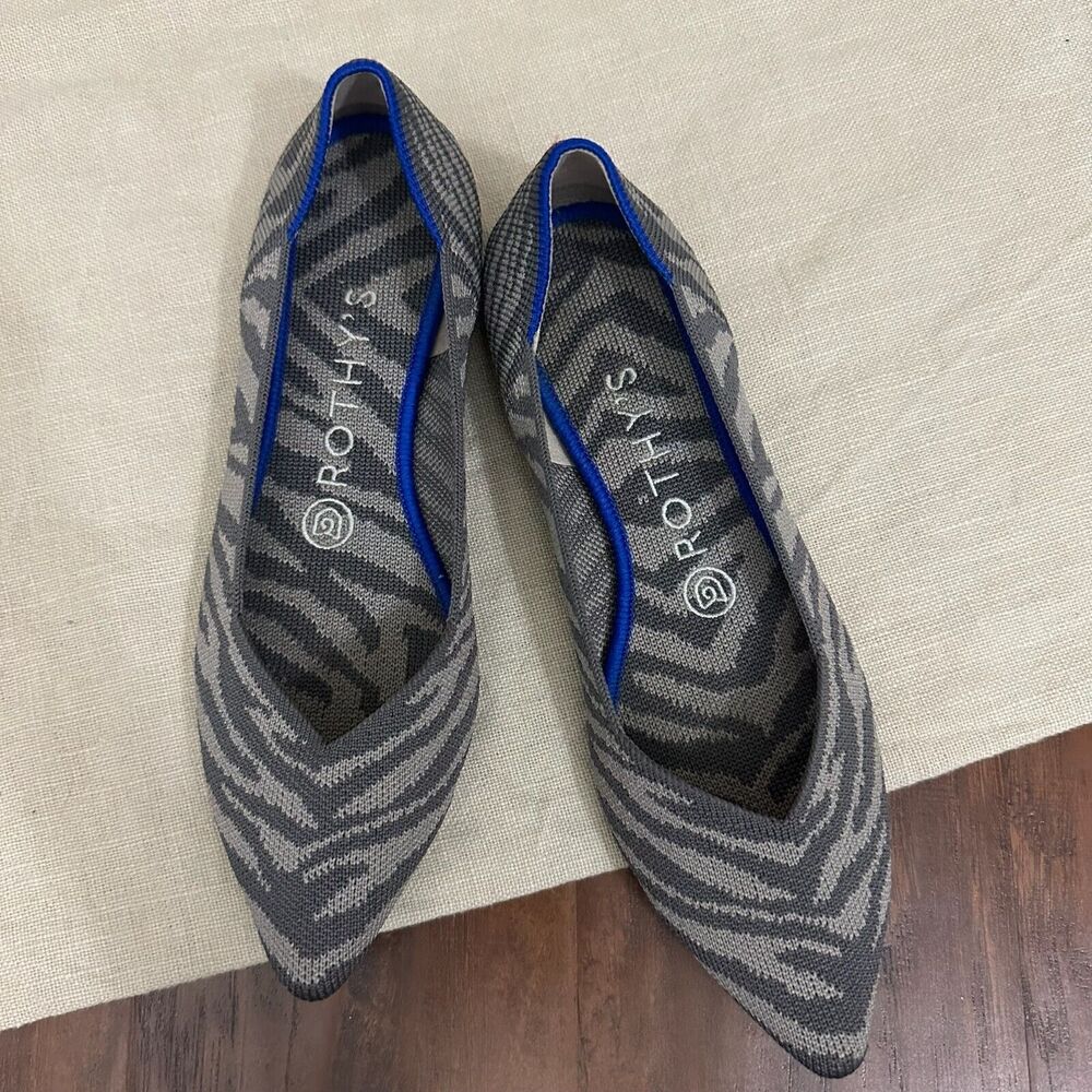 ROTHY'S The Point Gray Zebra Ballet Flats RETIRED